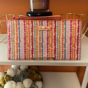 VERA BRADLEY Large Wristlet in “Confetti Strip” Print (NWOT)